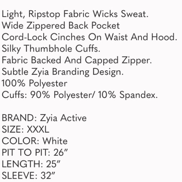 Zyia Active Graphic White Zip-up Breeze Jacket - Picture 11 of 11